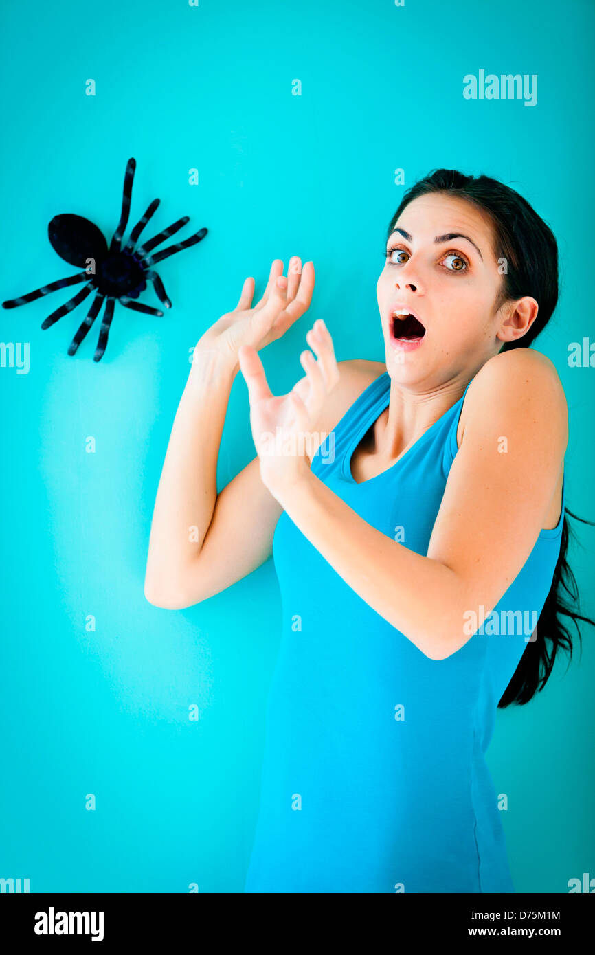 Arachnophobia. Stock Photo