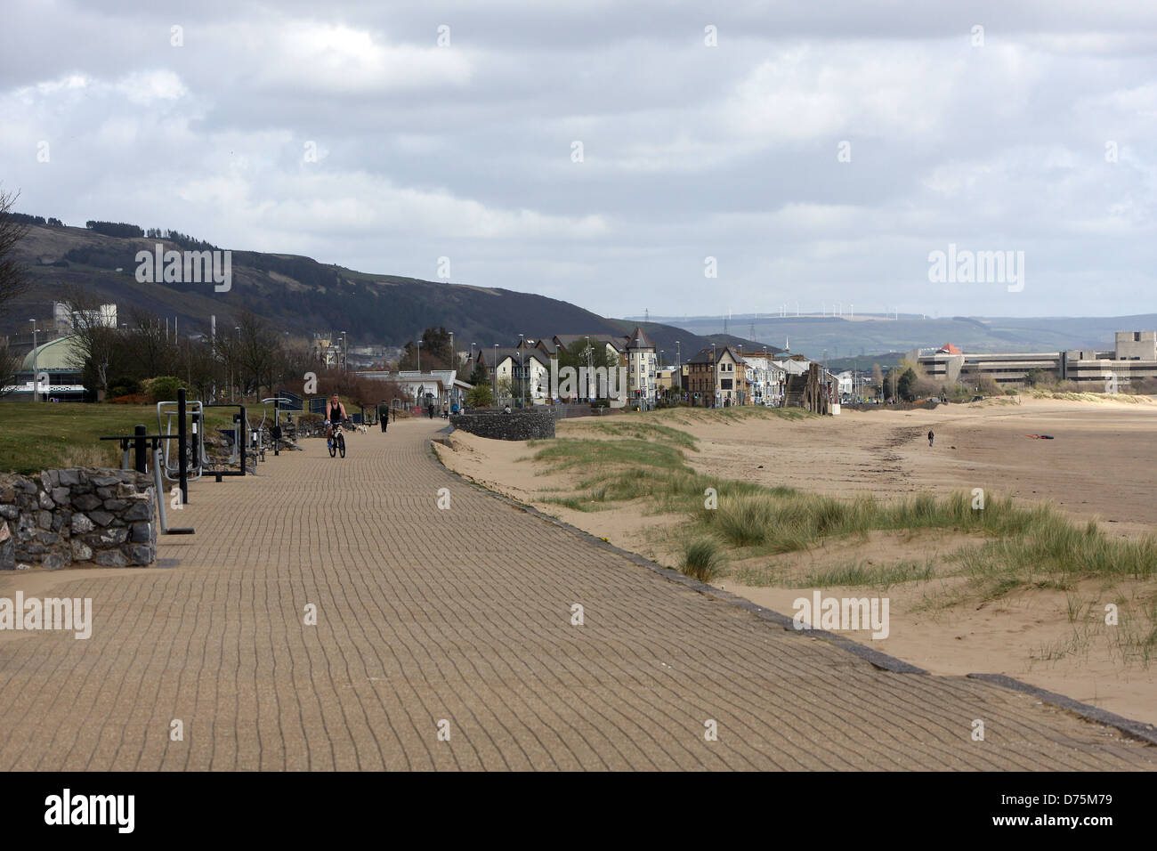 Swansea front with very few people, April 2013 Stock Photo