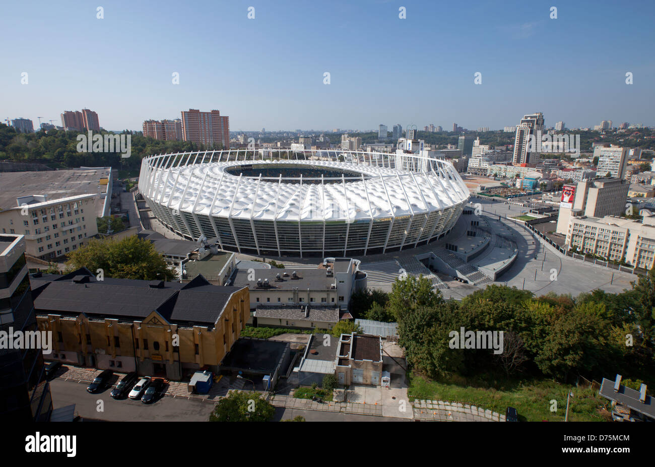 Kiev, Ukraine, view of the National Stadium of Ukraine, Nazionalnyj sportywnyj complex Stock Photo