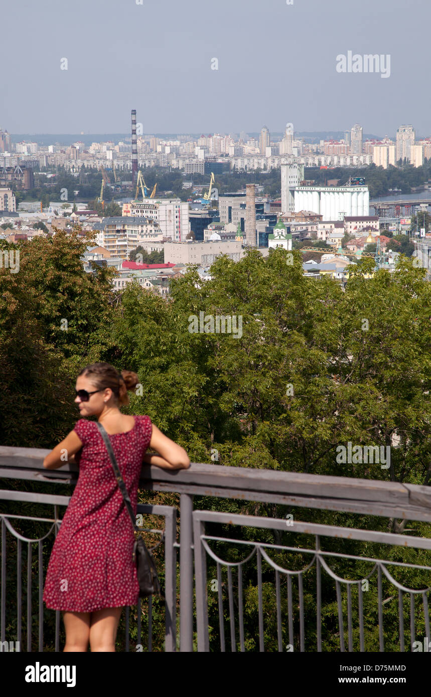 Kiev, Ukraine, view from the viewpoint on the Wladimirhuegel to the Undercity Stock Photo