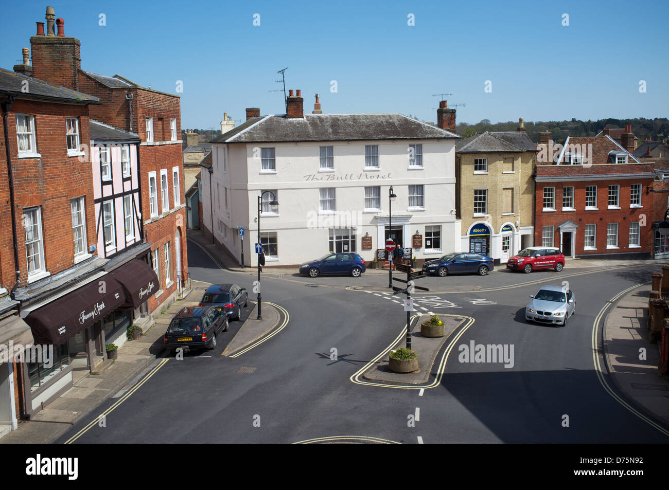 Market Hill, Woodbridge, Suffolk, UK. Stock Photo