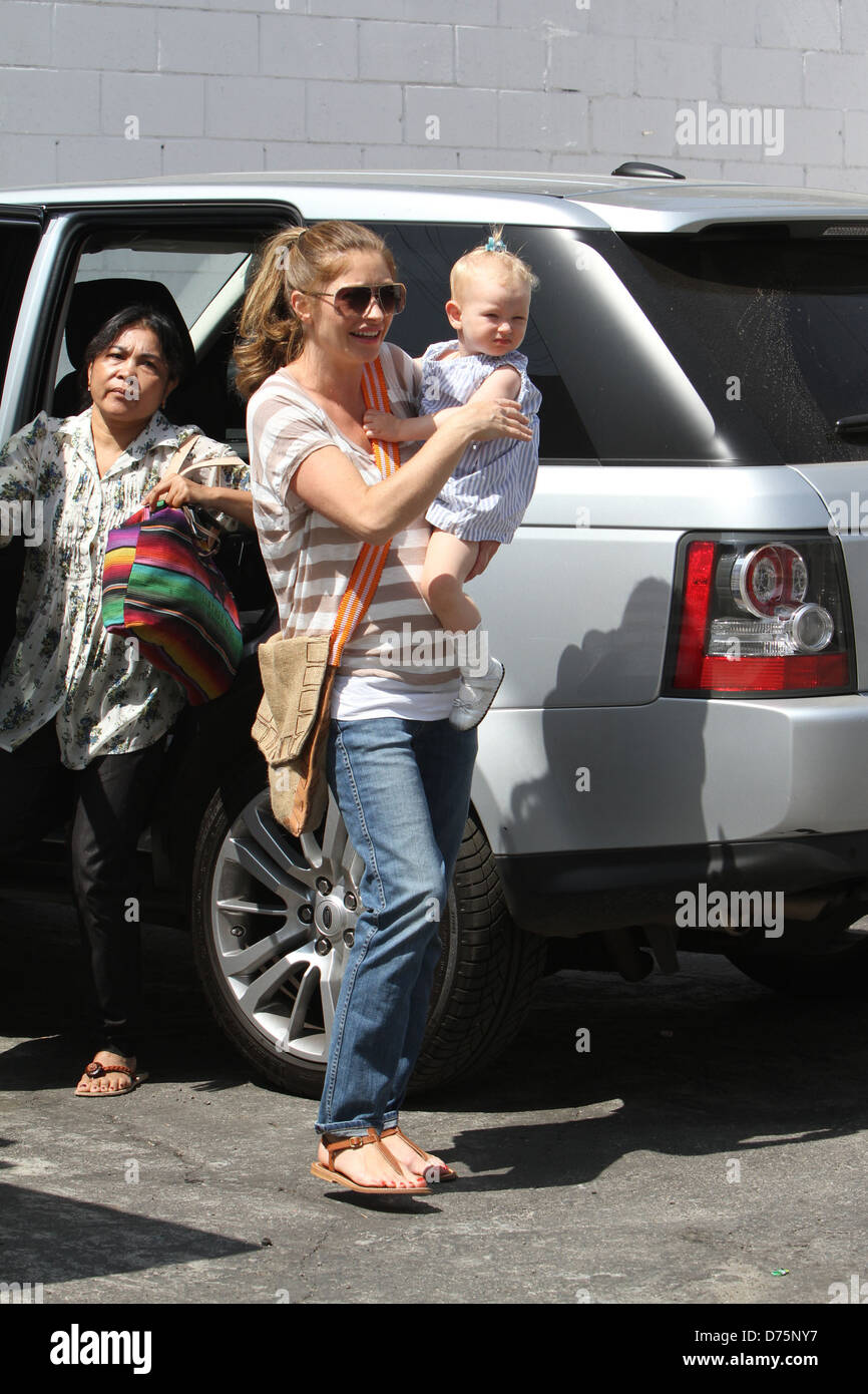 Rebecca Gayheart and her daughter Billie Beatrice are seen arriving at