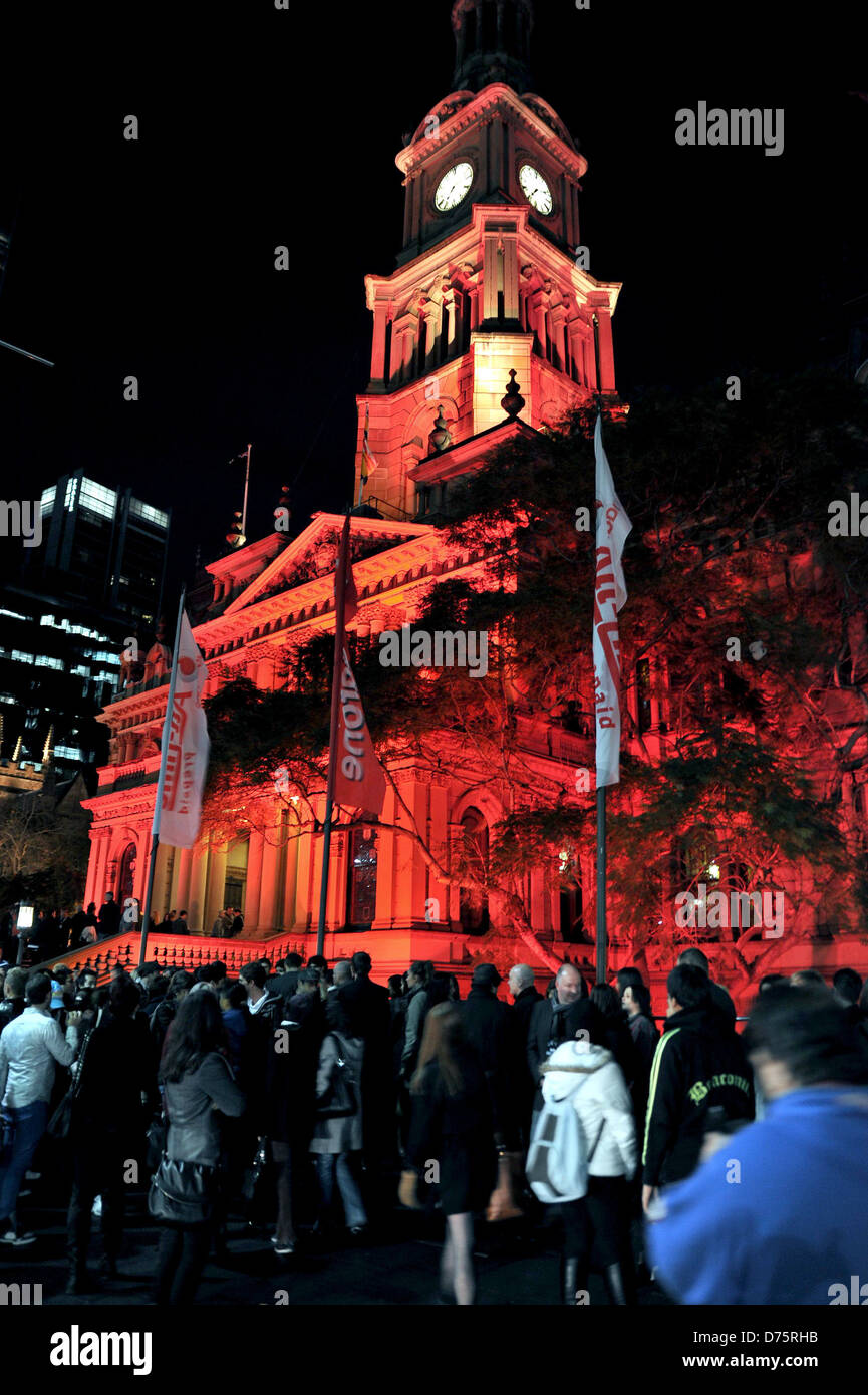 Atmosphere Sydney Town Hall, dubbed 'Sydney Monster Hall' for Lady Gaga's  special performance tonight Sydney, Australia Stock Photo - Alamy