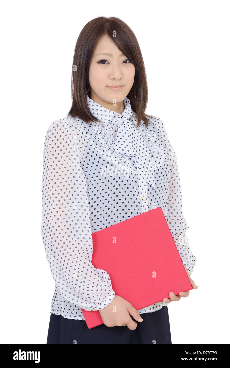 Young asian businesswoman holding file document Stock Photo