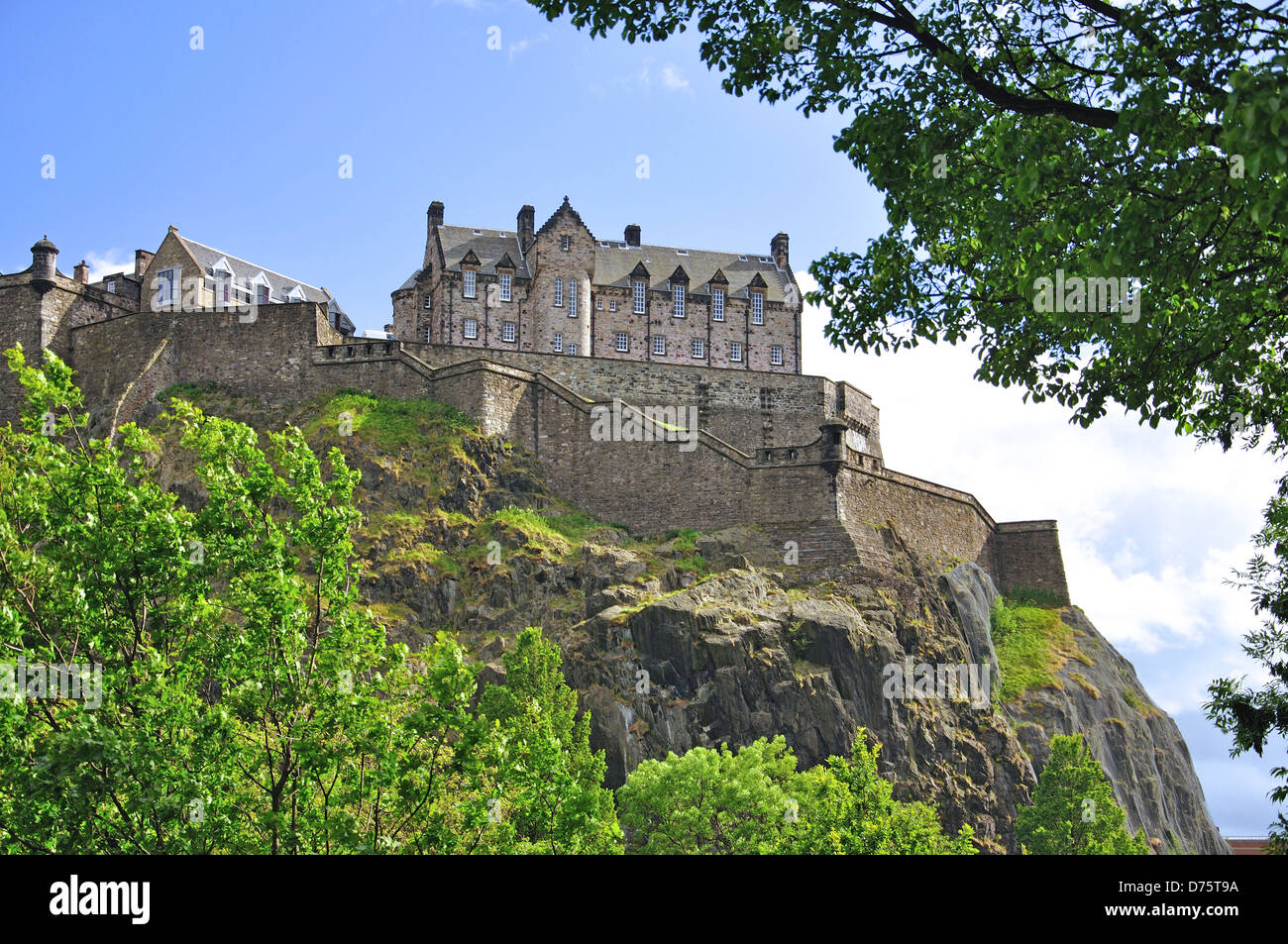 Edinburgh Castle from Princes Street Gardens, Edinburgh, Lothian, Scotland, United Kingdom Stock Photo