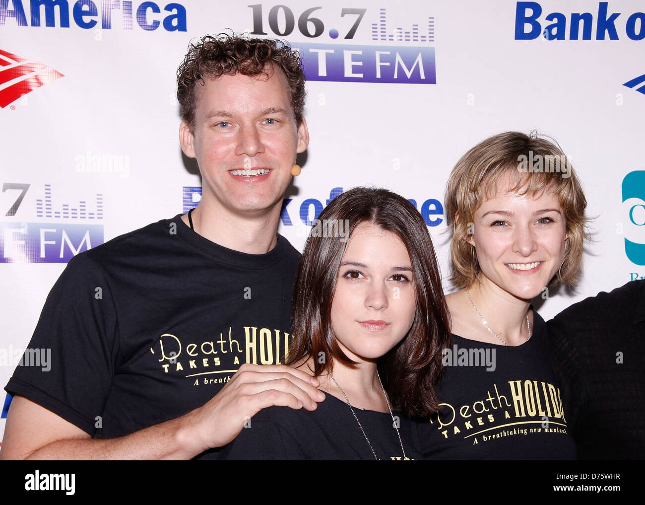Kevin Earley, Alexandra Socha and Jill Paice from Death Takes a Holiday attending Broadway in Bryant Park Presented by 106.7 Stock Photo
