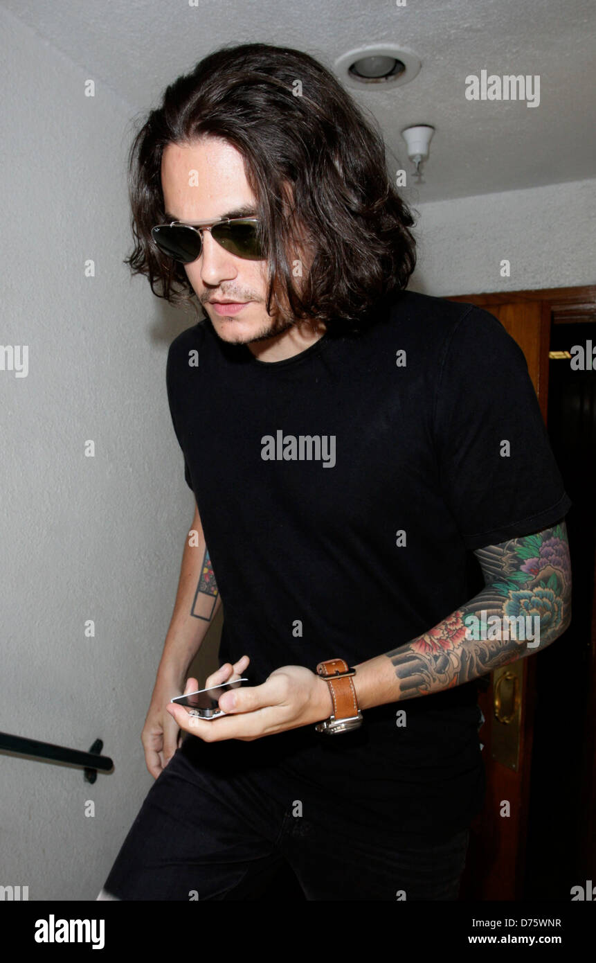 John Mayer leaving a medical centre in Beverly Hills sporting long hair