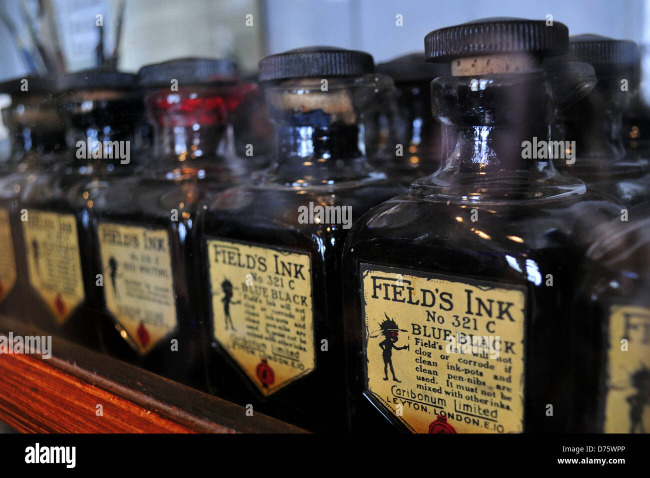Victorian school desk ink well hi-res stock photography and images - Alamy