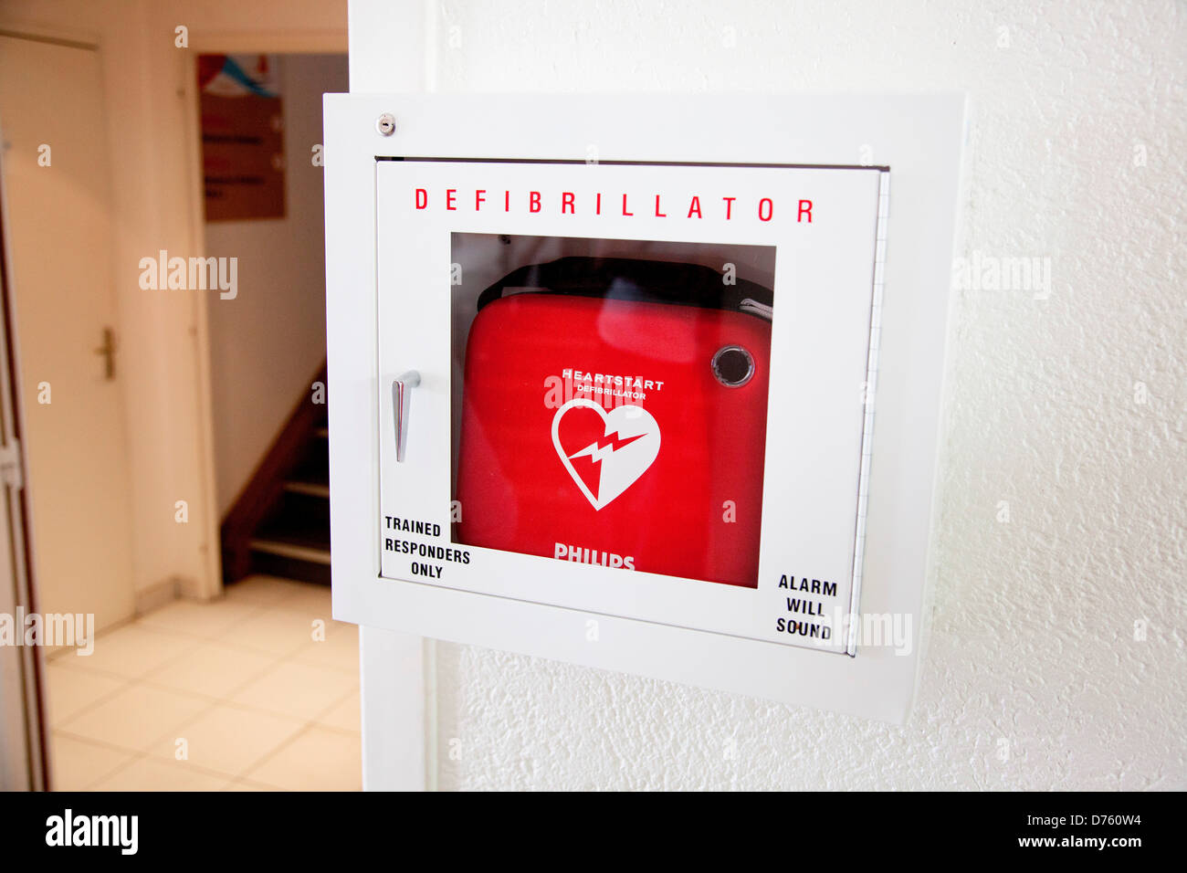 Semiautomatic heart defibrillator in museum It used in first aid