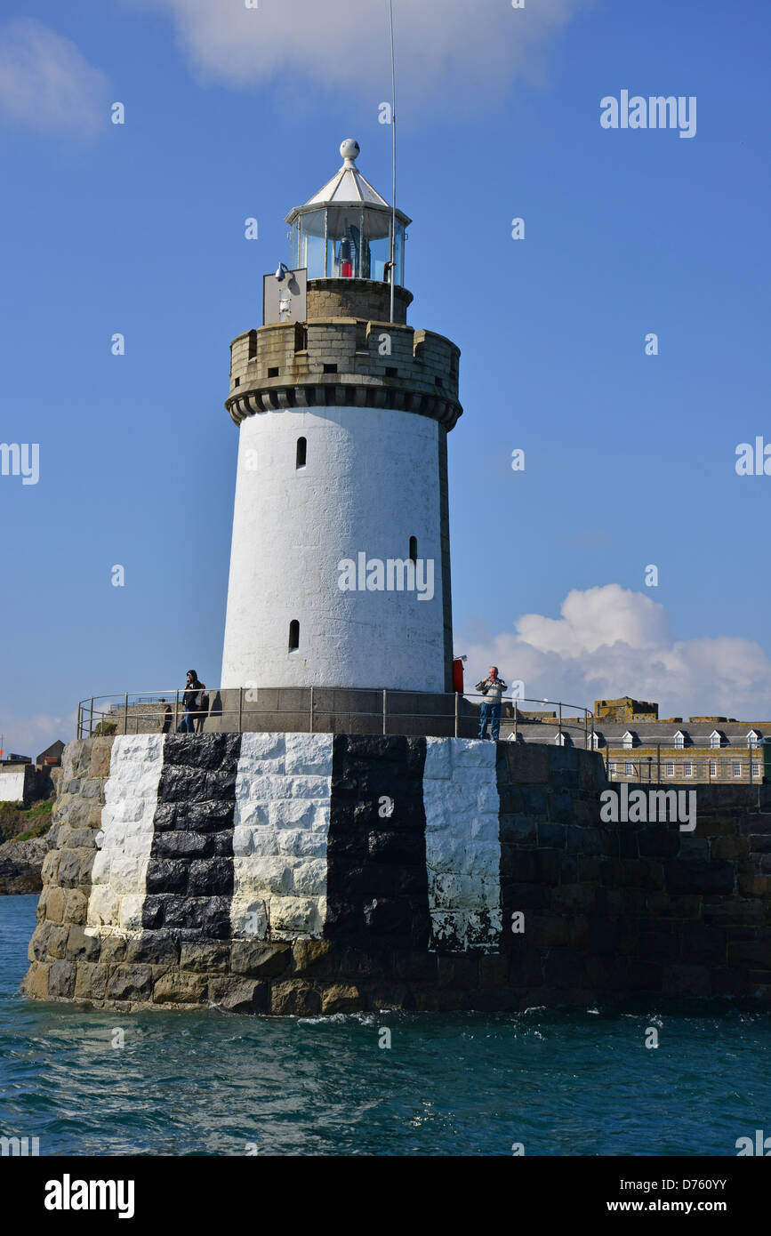 Lighthouse on breakwater, Saint Peter Port, Guernsey, Bailiwick of Guernsey, Channel Islands Stock Photo