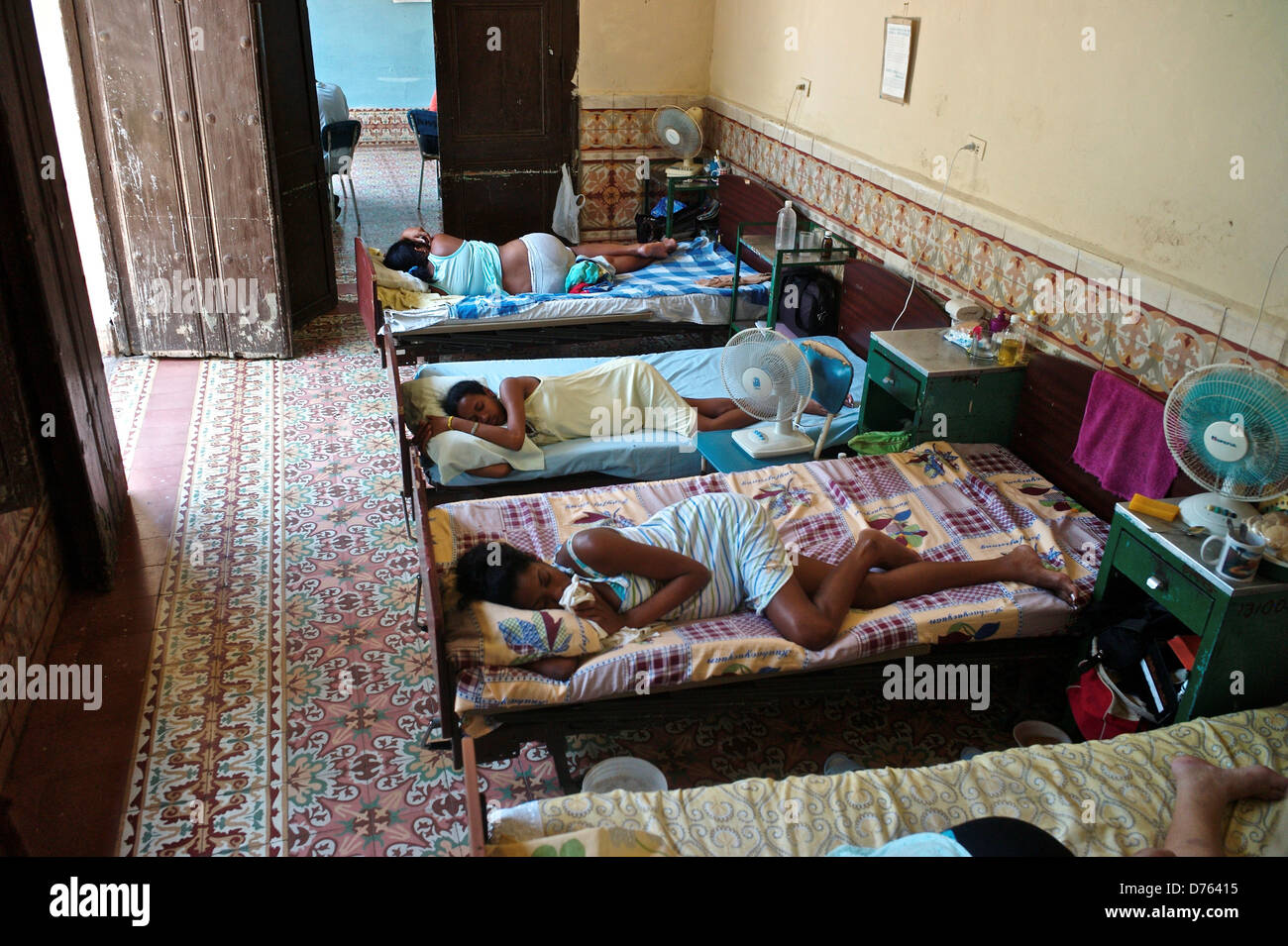 Cuba, Trinidad, High risk pregnant mothers having care at la Maternidad, special health centers where they remain until deliver Stock Photo