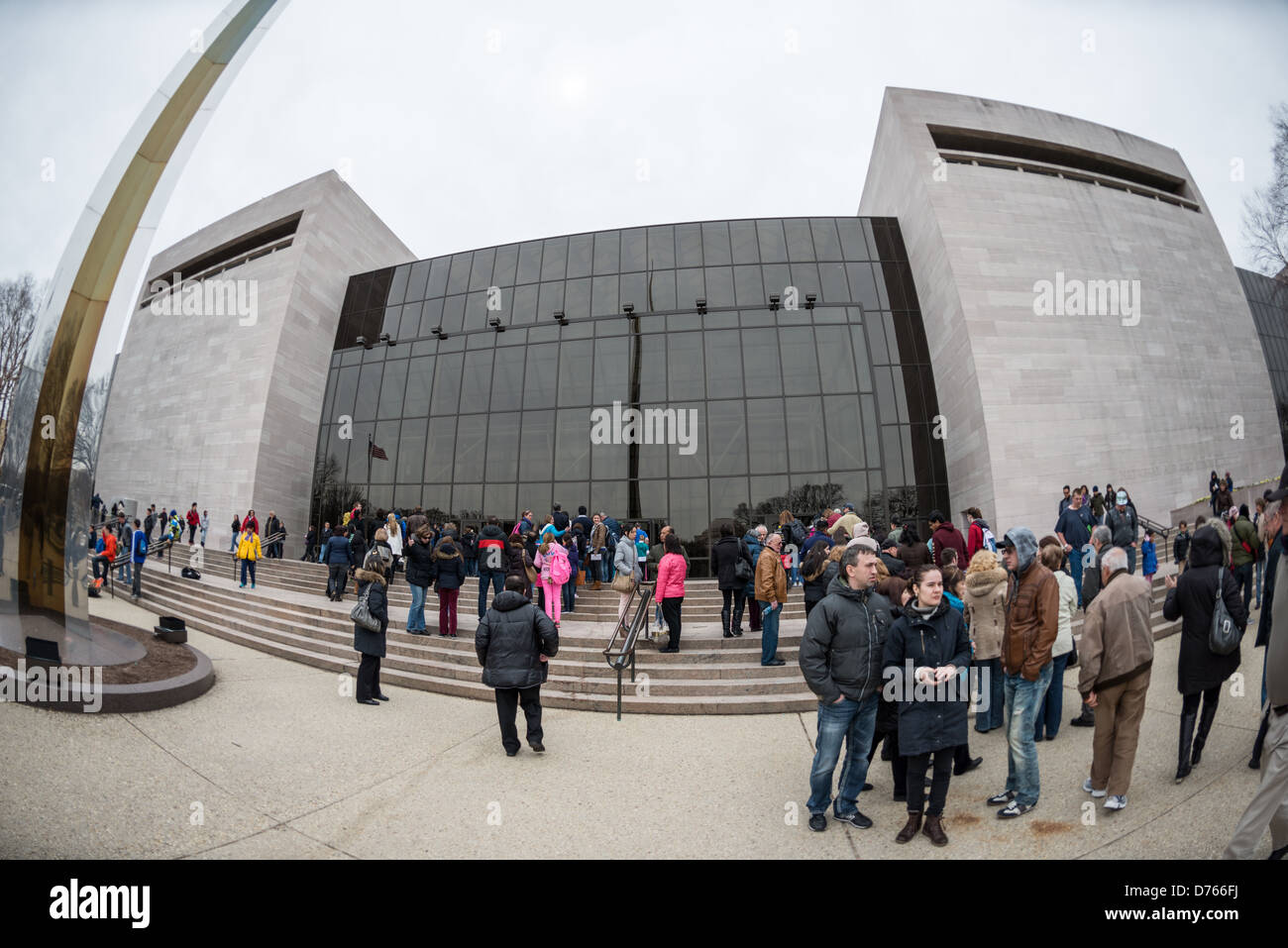 WASHINGTON DC, USA - Visitors line up to visit the Smithsonian National Air and Space Museum on the National Mall in Washington DC. The Air and Space Museum is one of the world's most-visited museums and houses planes and spacecraft from the flight and space age. Stock Photo