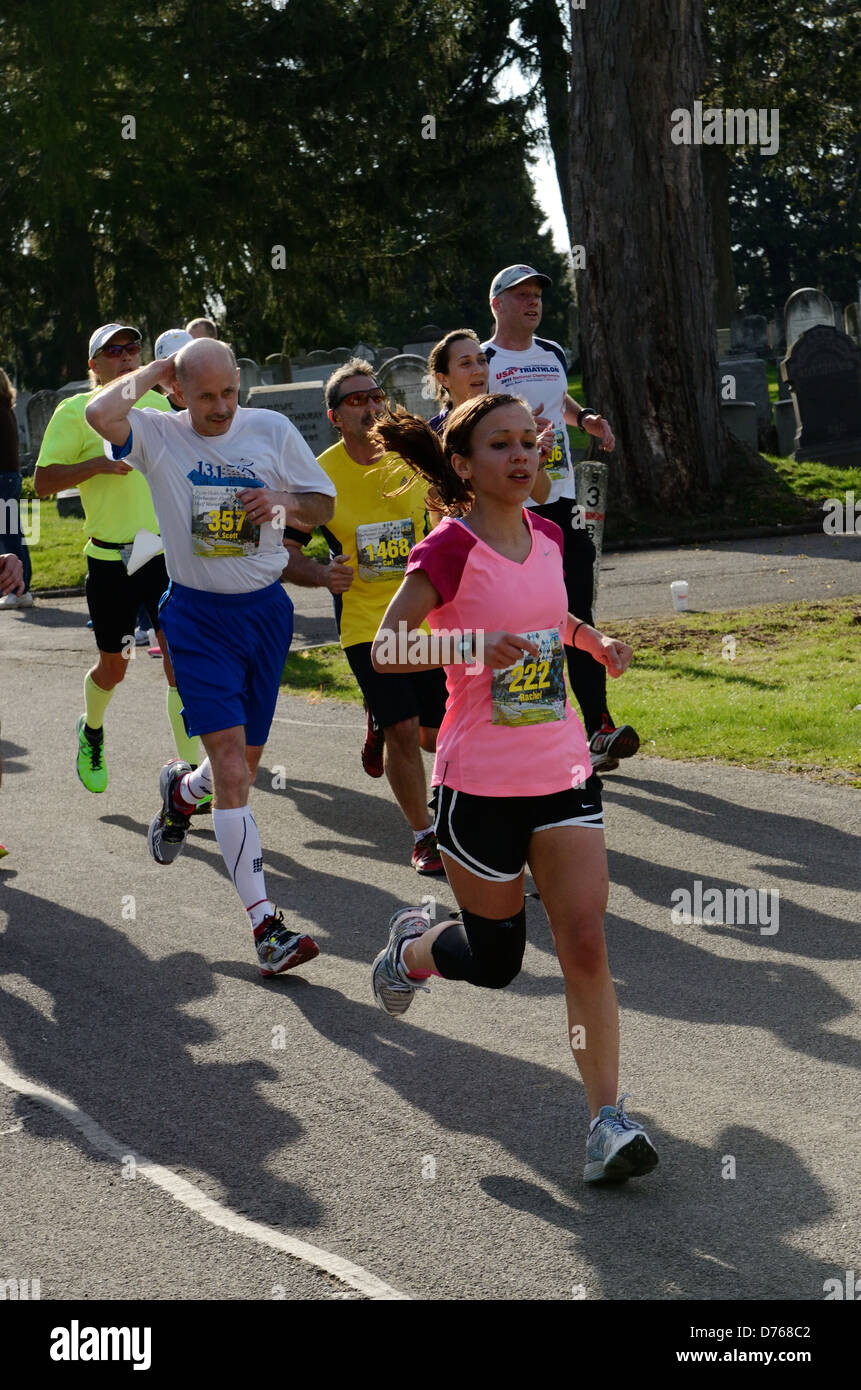 Half Marathon runners race in Rochester, NY Stock Photo Alamy