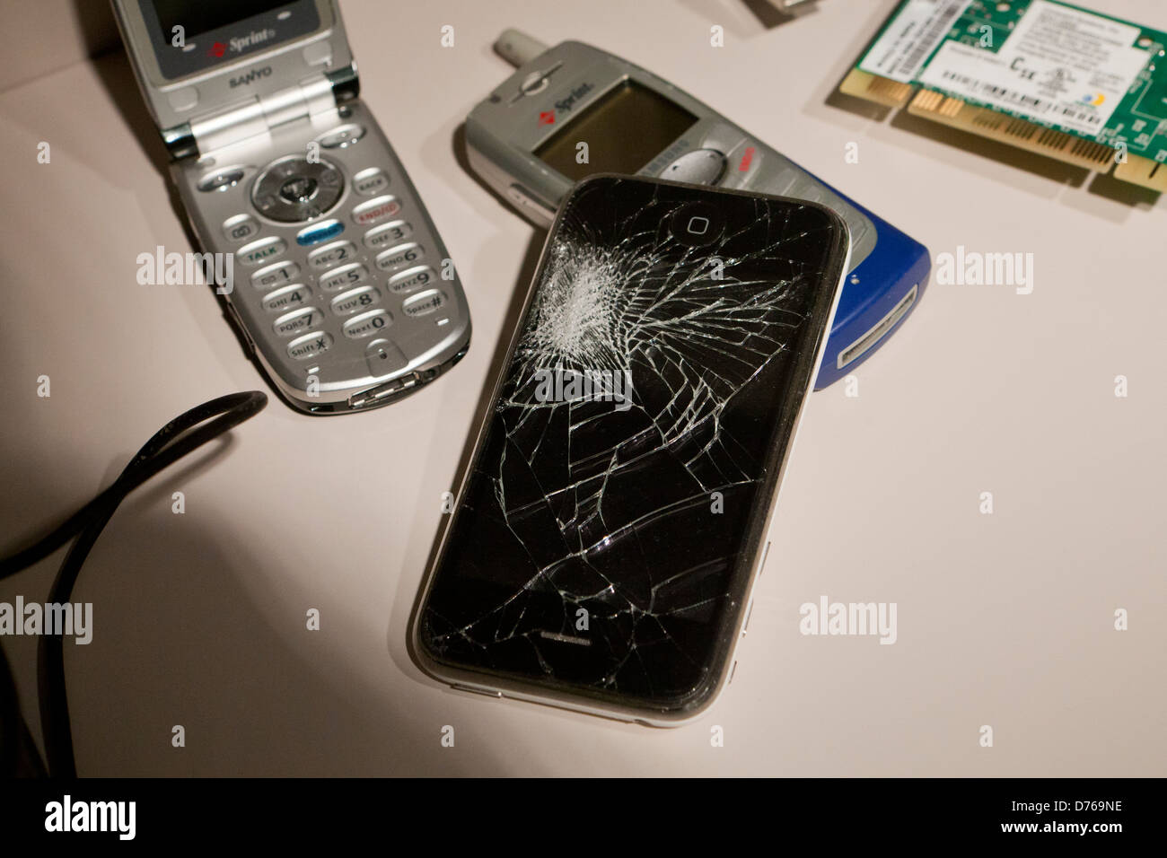Broken smart phone display Stock Photo