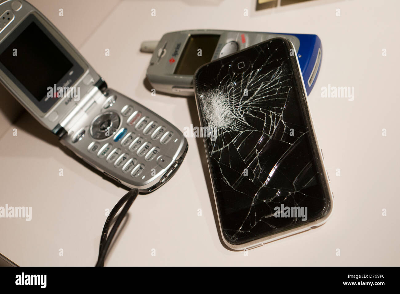 Broken smart phone display Stock Photo