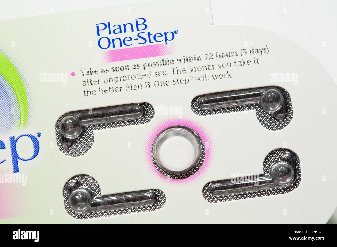 A Plan B (levonorgestrel) emergency contraceptive pill, also known as the 'Morning after pill' Stock Photo