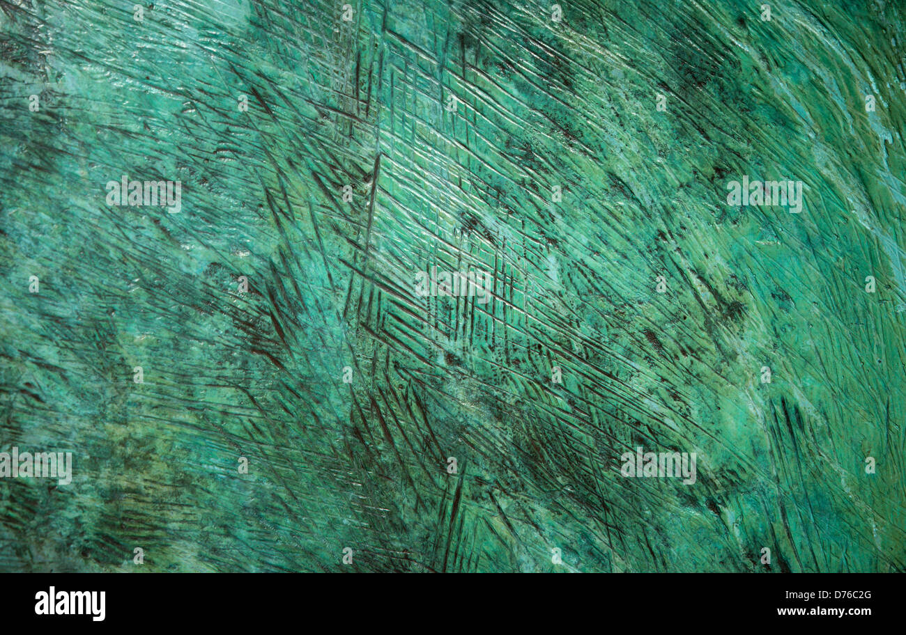 Patina textured bronze detail. Stock Photo