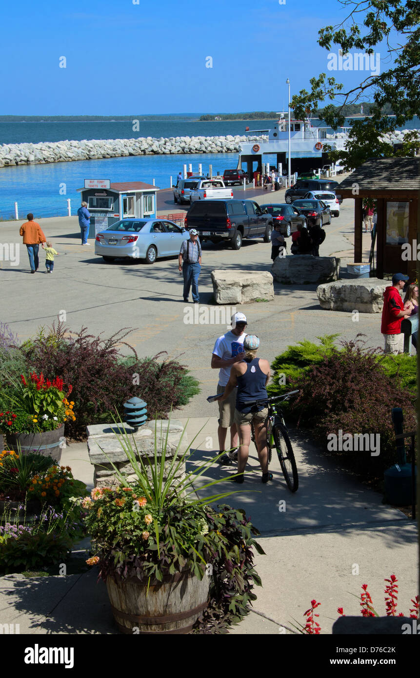 Washington Island Ferry LIne at the harbor in the Door County town of Northport, Wisconsin Stock