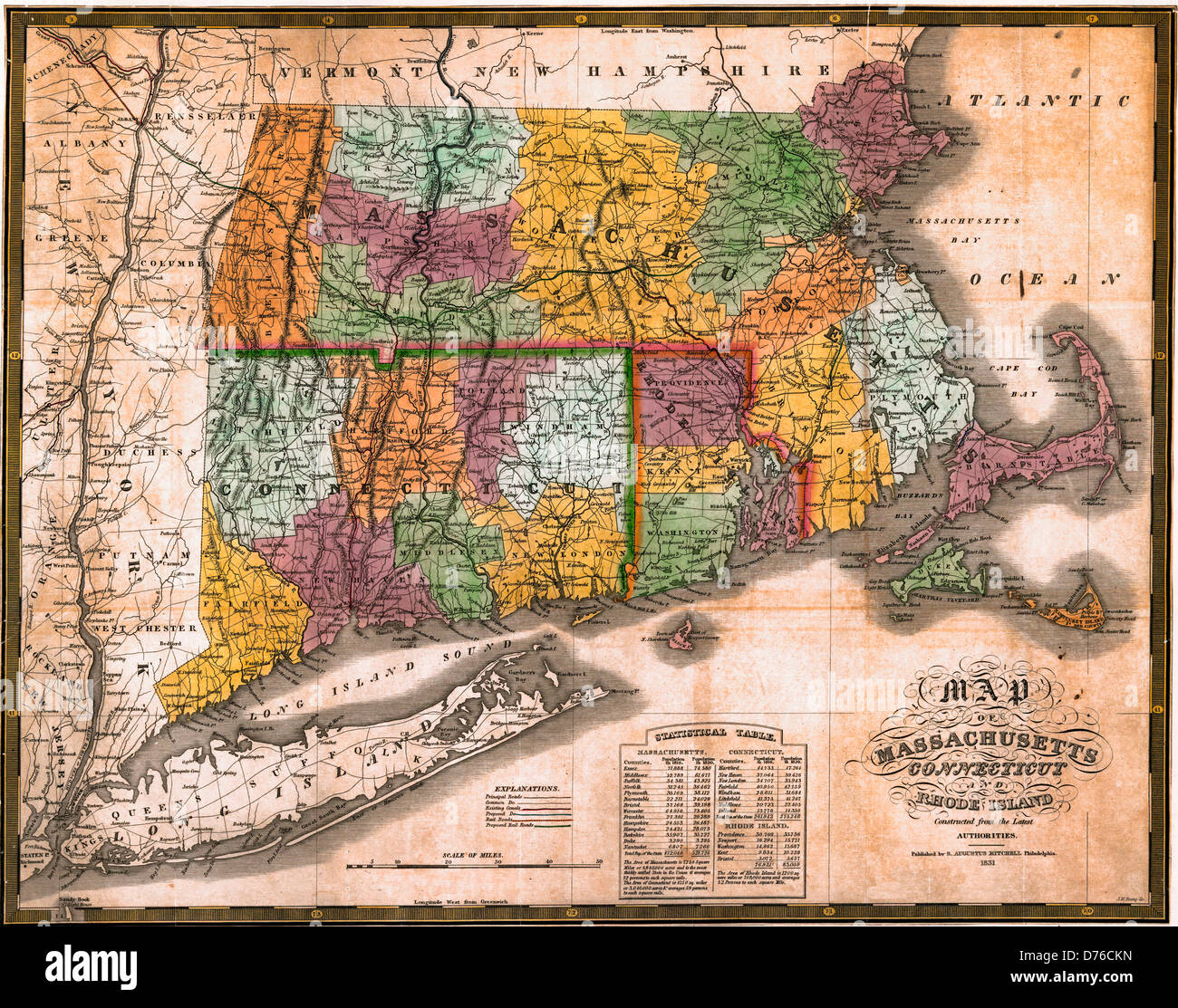 Map Of Ct And Ri Map Map Of Massachusetts, Connecticut And Rhode Island; Constructed From  The Latest Authorities. 1831 Stock Photo - Alamy