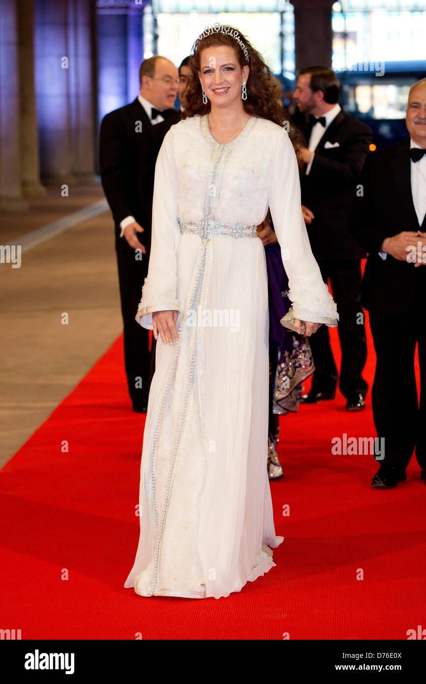 Princess Lalla Salma of Morocco arrive at the Rijksmuseum dinner hosted by Queen Beatrix of the Netherlands on the eve of her abdication in Amsterdam, The Netherlands, 29 April 2013. Photo: Patrick van Katwijk -  -/DPA/Alamy Live News Stock Photo