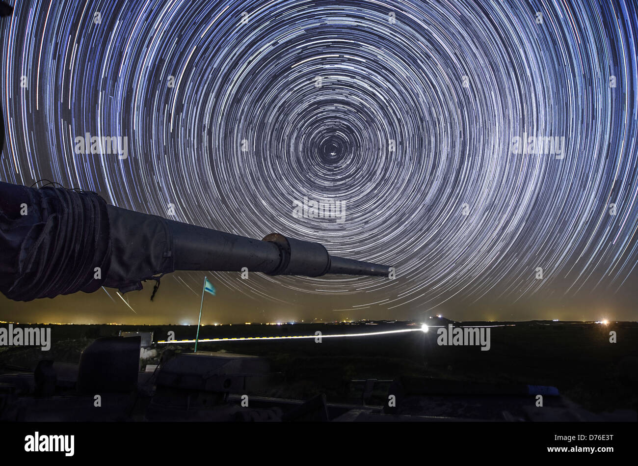 Time-exposure of polar star trails. The Pole Star, Stock Photo