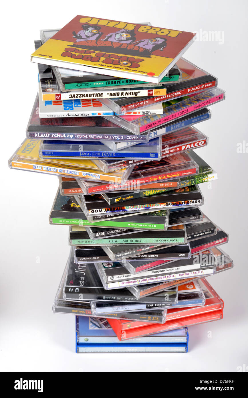 Pile of music CDs Stock Photo
