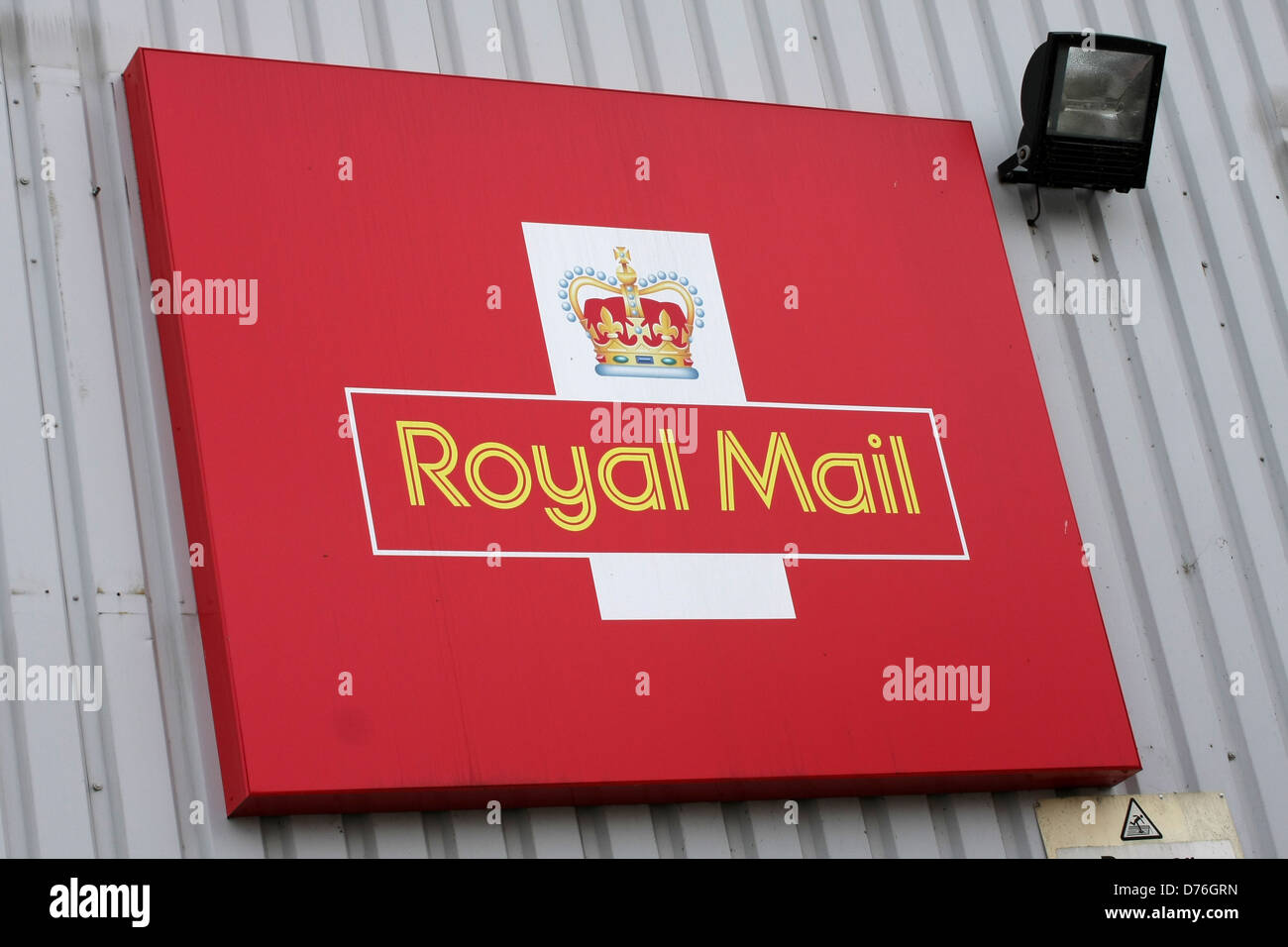 A sign on the Royal Mail sorting office building in Northampton Stock