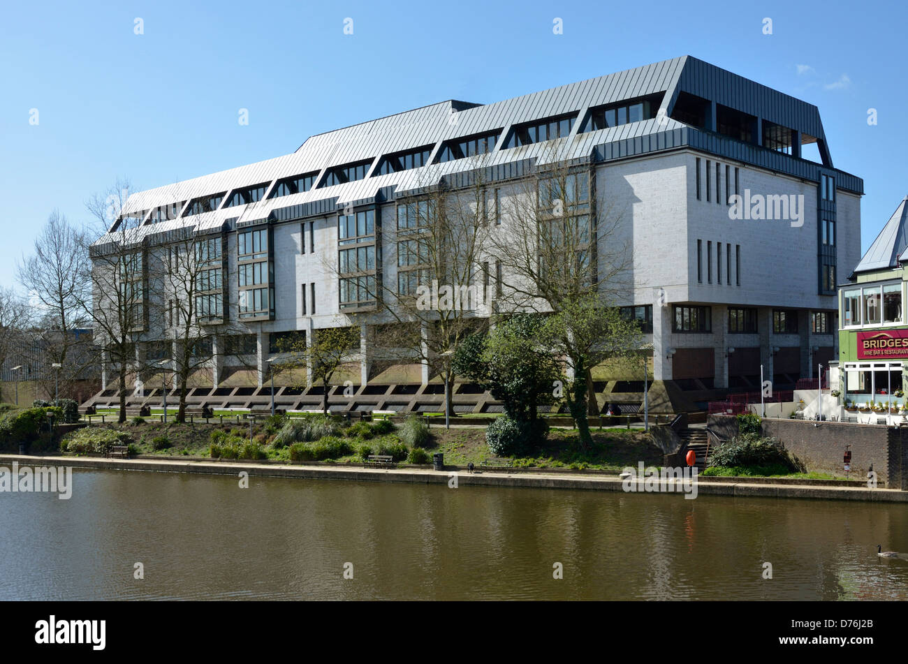 Maidstone, Kent, England, UK. The Law Courts; Crown Court / County Court, by the river Medway. Stock Photo