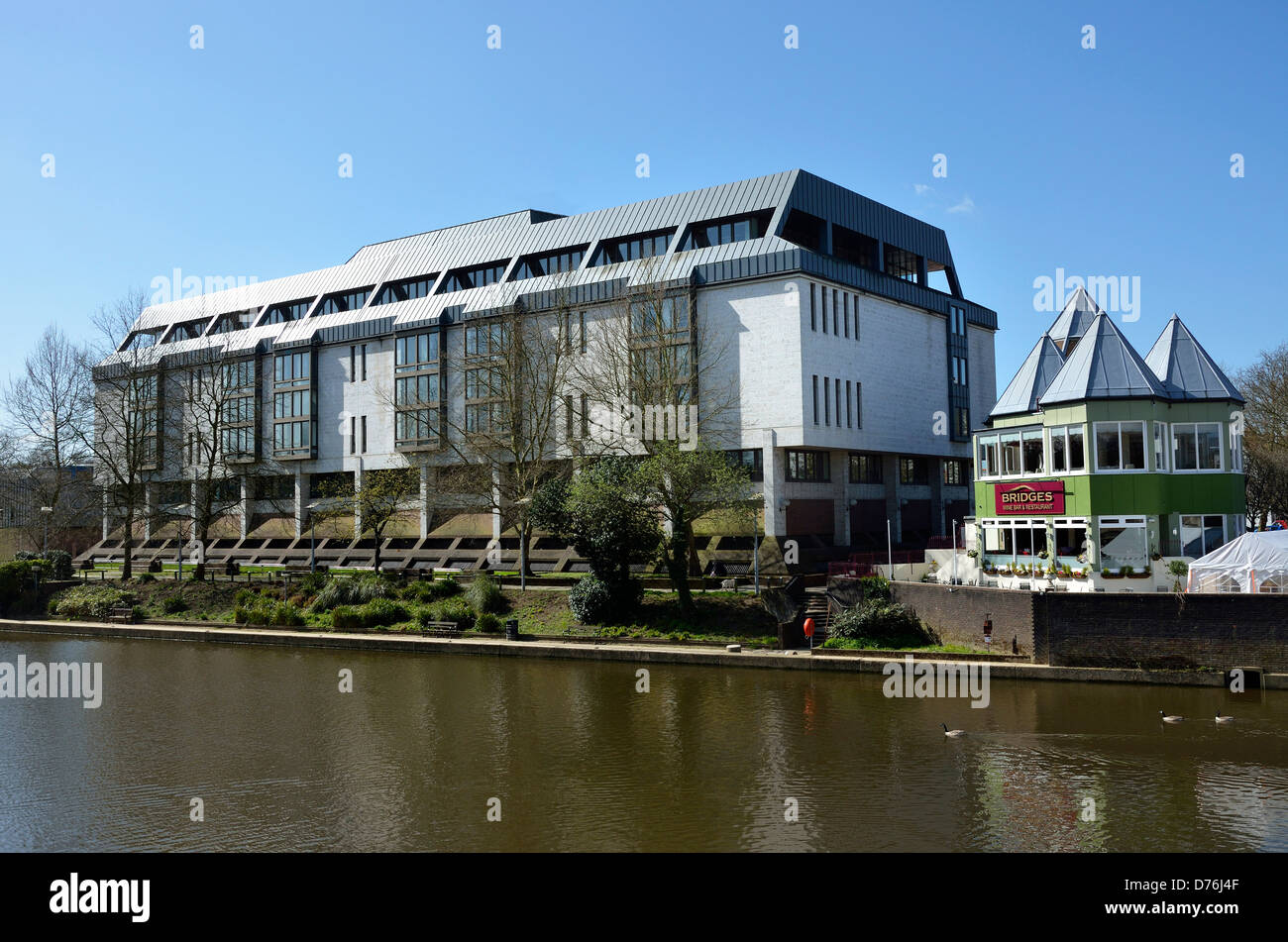 Maidstone, Kent, England, UK. The Law Courts; Crown Court / County Court, by the river Medway. Stock Photo