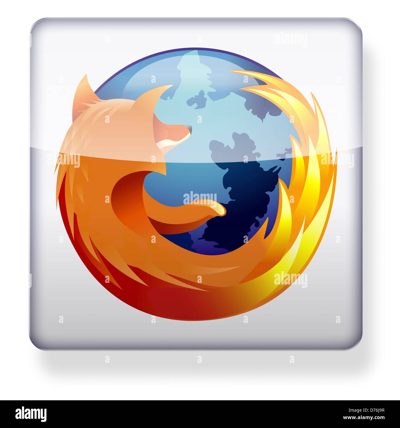 Firefox logo as an app icon. Clipping path included. Stock Photo