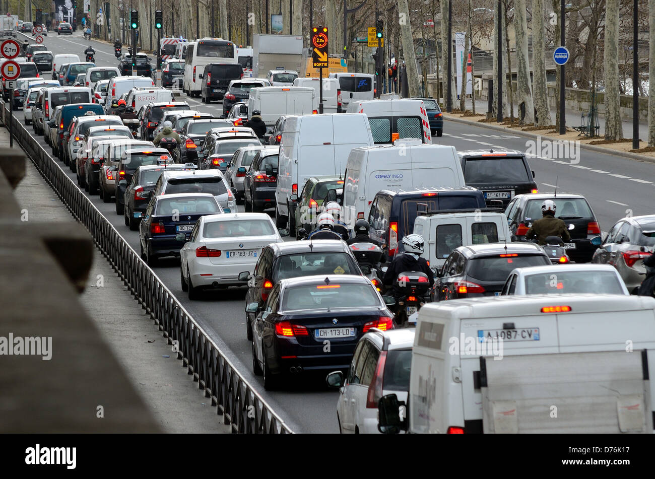 Traffic on the Quai des Tuileries road Paris France Stock Photo