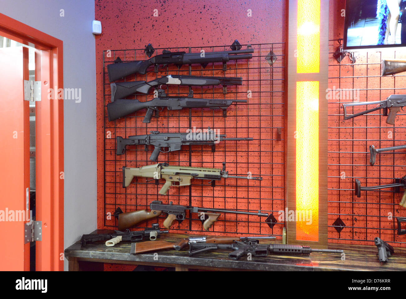 Armoury at a shooting range in Las Vegas Stock Photo Alamy
