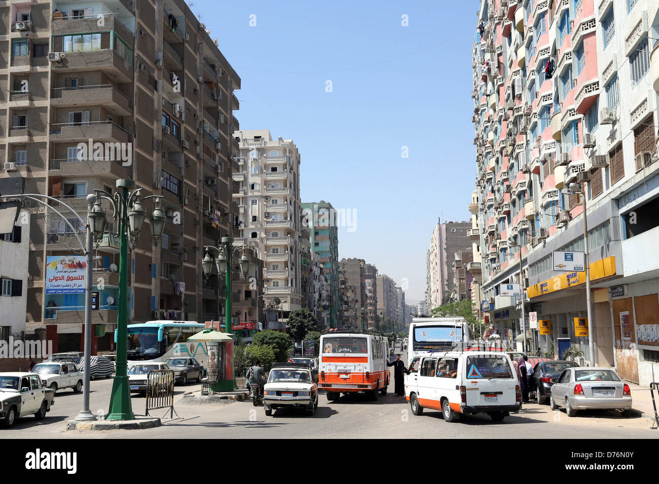 26July-street in downtown Assiut (or Asyut), Middle Egypt Stock Photo
