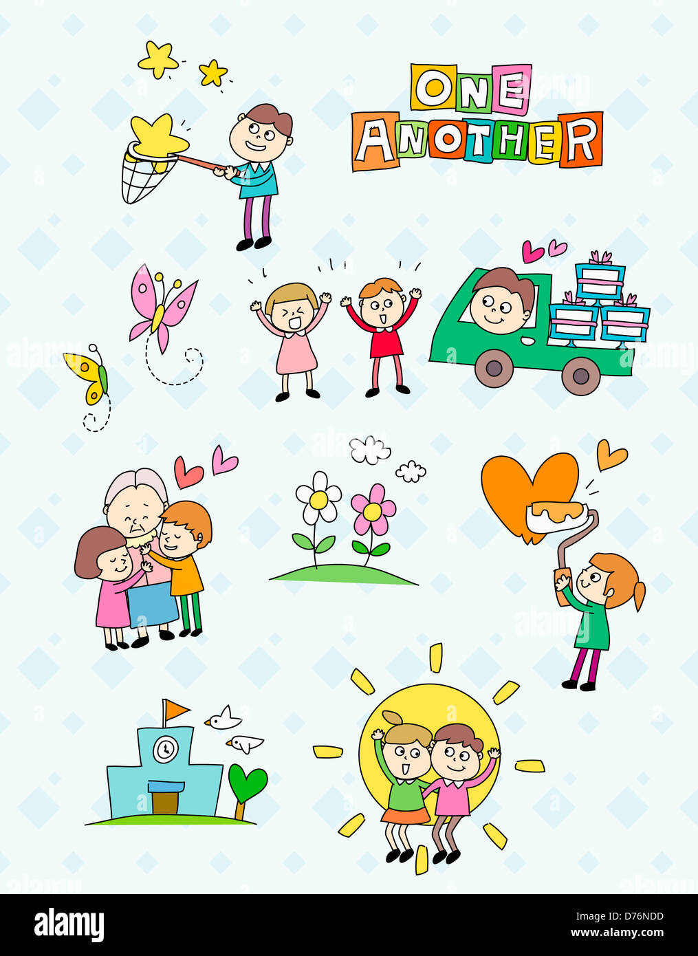 illustration icons related to one another subject Stock Photo - Alamy