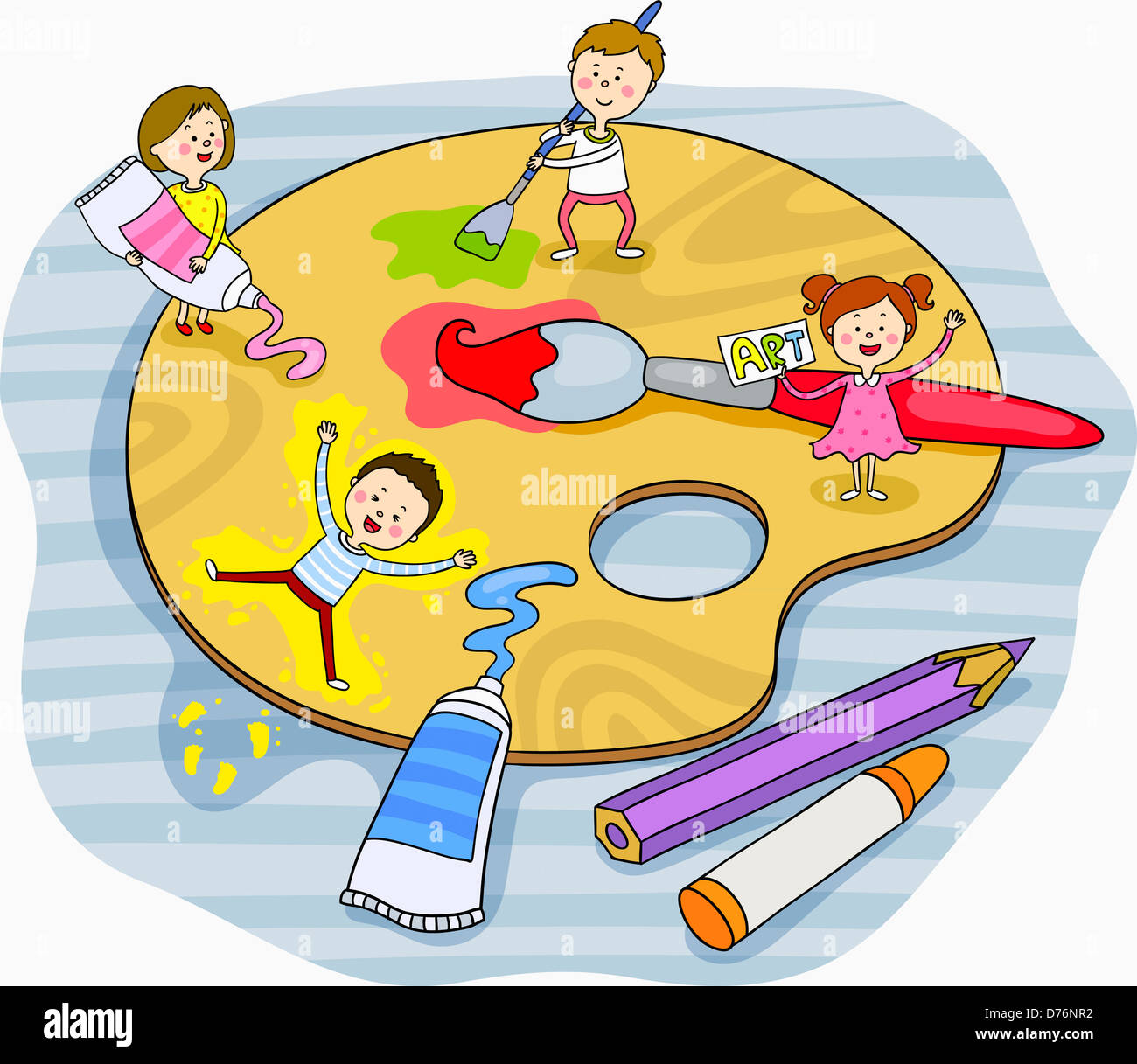 illustration of kids doing art Stock Photo Alamy