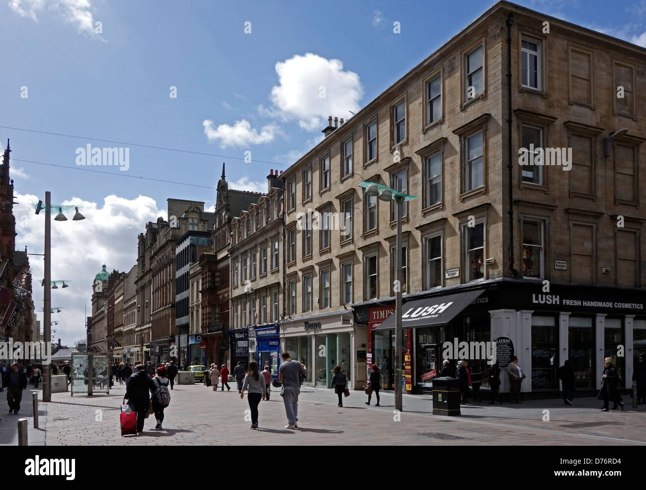 A busy Buchanan Street in Glasgow Scotland at the junction with Gordon Street Stock Photo