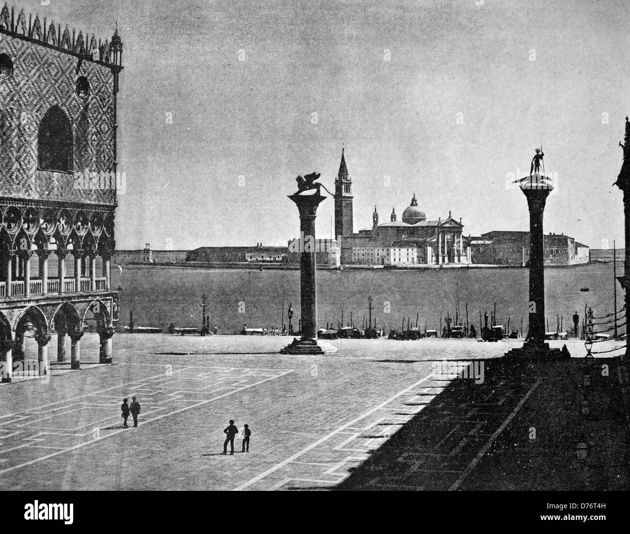 One of the first autotype photographs of St. Mark's Square in Venice, Italy, circa 1880 Stock Photo
