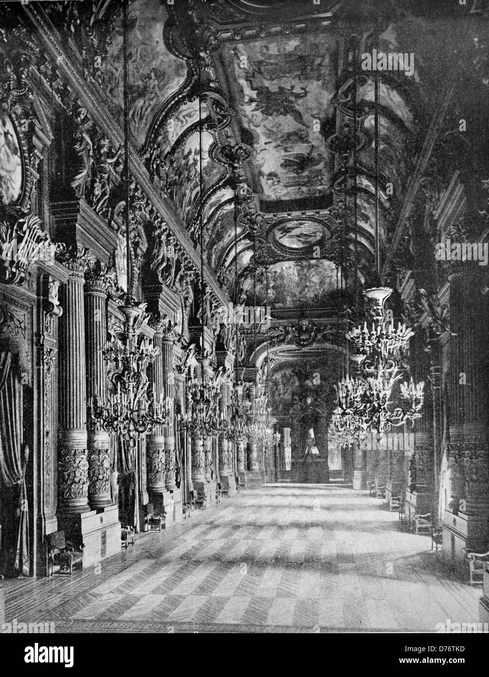 Early Autotype Of The Foyer Of The Paris Opera Paris France