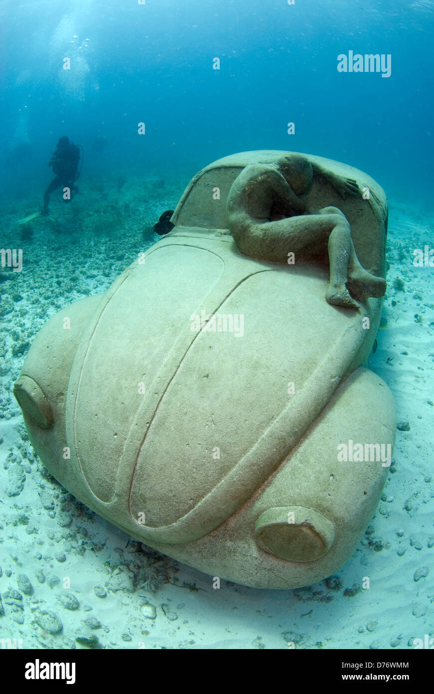 Replica Volkswagen Beetle car at Cancun Underwater Museum Cancun Quintana Roo Yucatan Peninsula Mexico Stock Photo