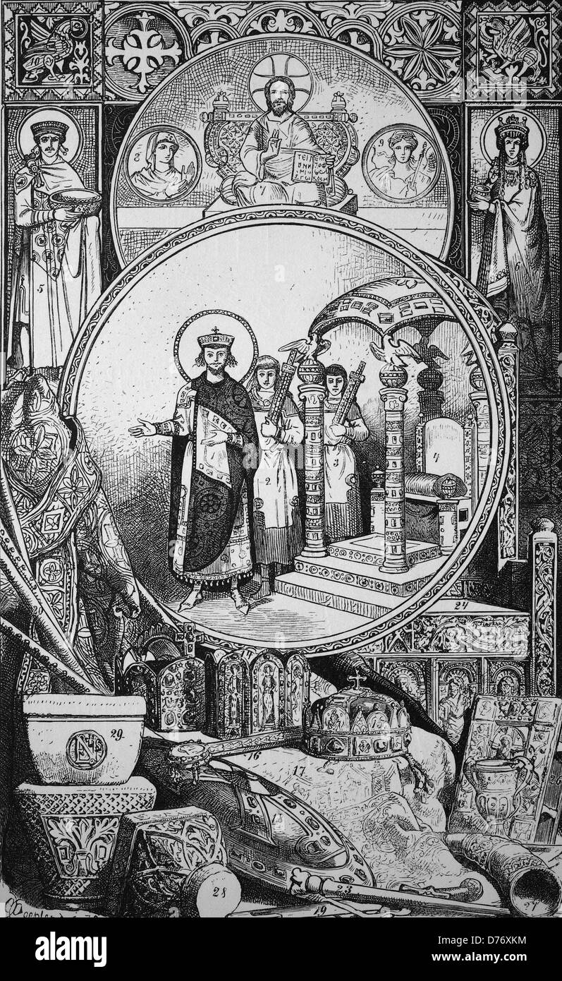 Byzantine culture, historical woodcut, 1870 Stock Photo
