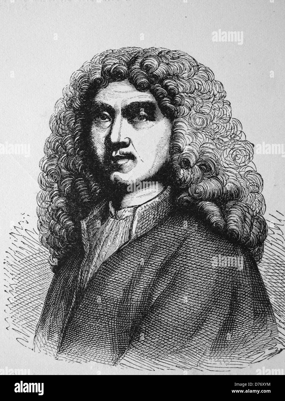 Jean-Baptiste Moliere, 1622 - 1673, French actor and playwright, woodcut from 1880 Stock Photo