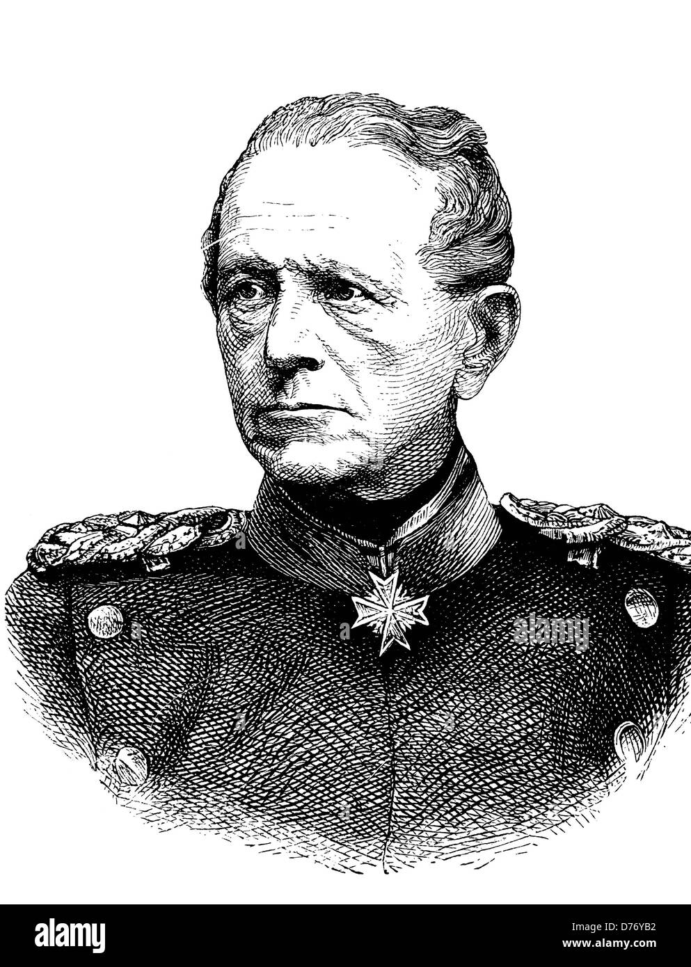 Graf Helmut von Moltke, 1800 - 1891, Prussian field marshal, historical woodcut, circa 1880 Stock Photo