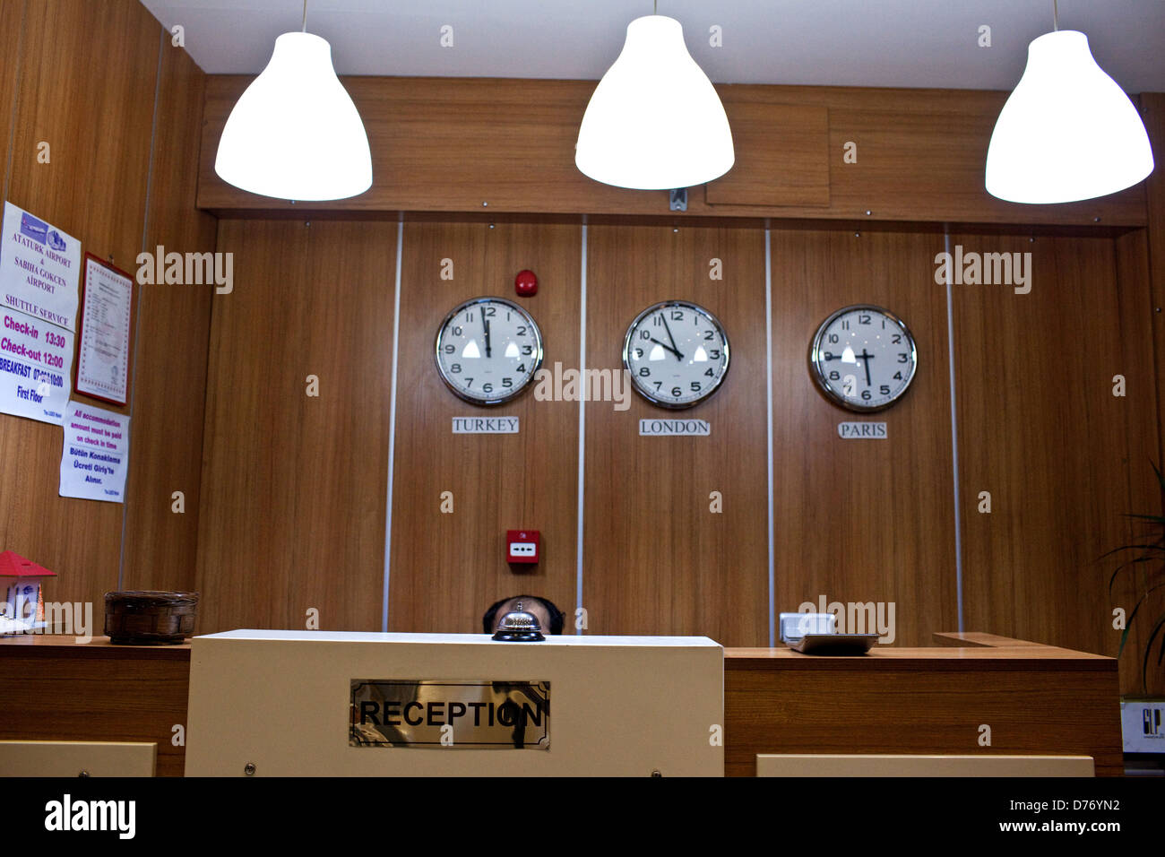 Hotel reception counter in Istanbul, Turkey Stock Photo
