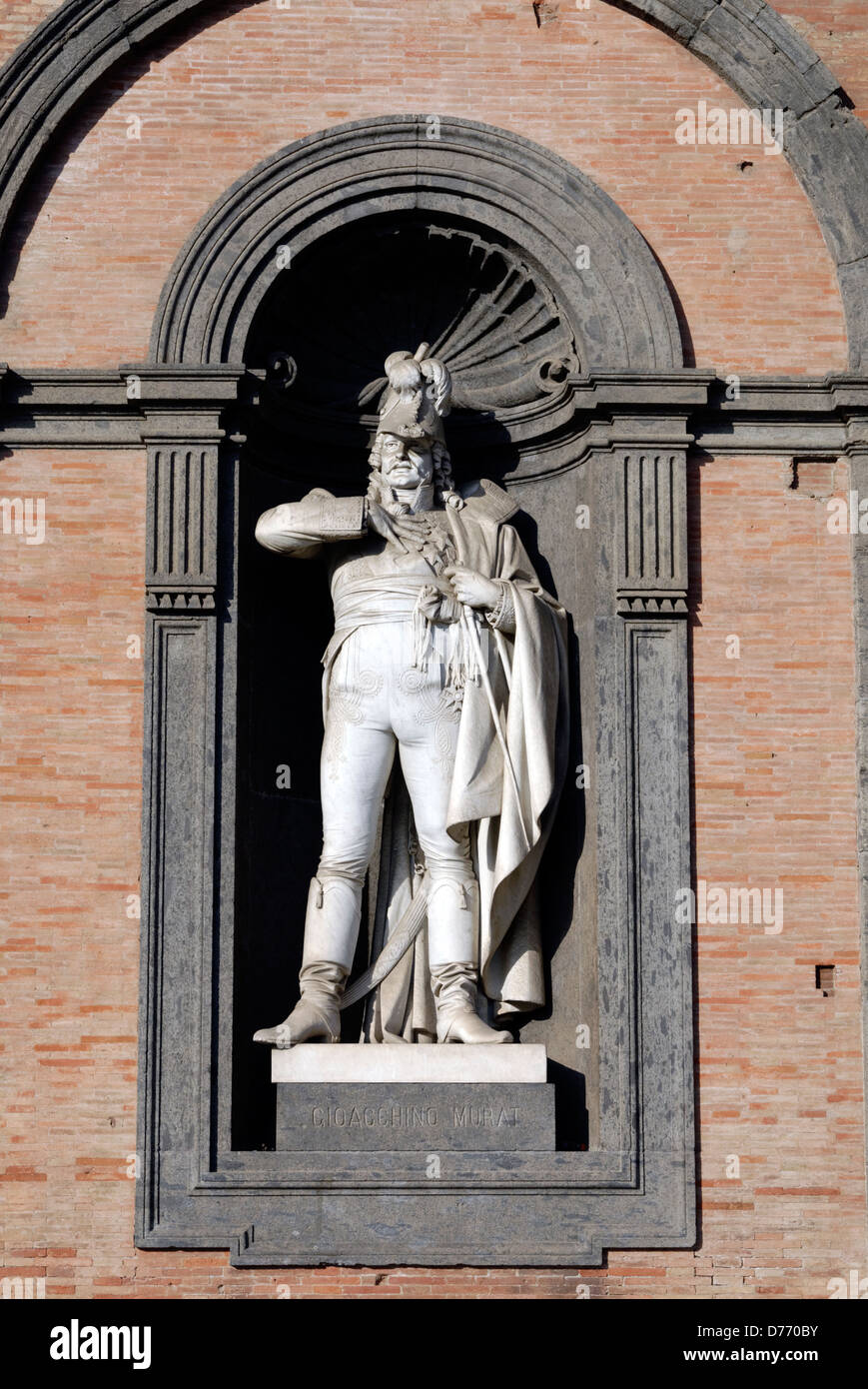 Naples. Italy. Statue of the Bonaparist Joachim Murat or Gioacchino Murat on facade of the Palazzo Reale or Royal palace. Eight Stock Photo