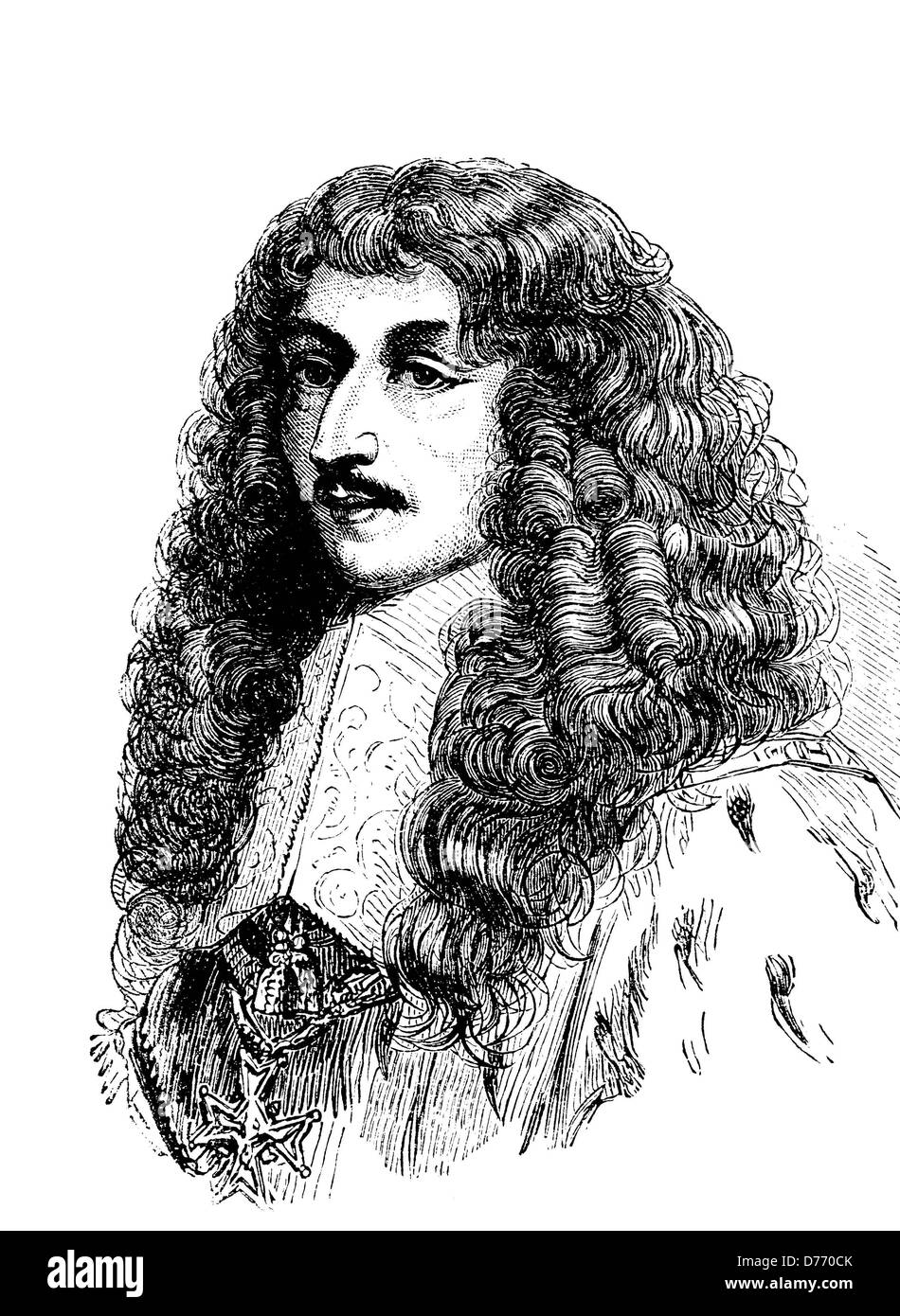 Louis II, de Bourbon, Prince de Conde, 1621 - 1686, one of the most important generals of the 17th century woodcut from 1880 Stock Photo