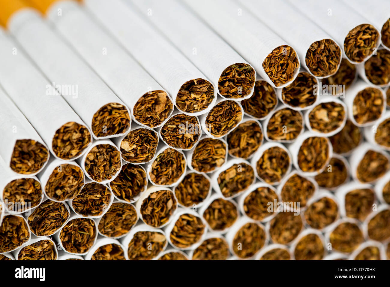 Loose, unpackaged cigarettes.  Stock Photo