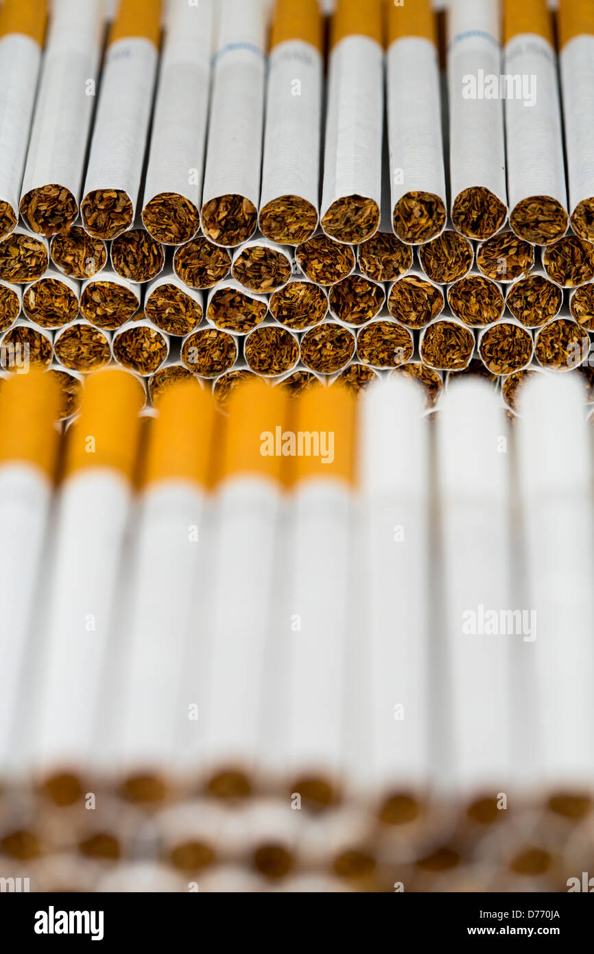 Loose, unpackaged cigarettes.  Stock Photo