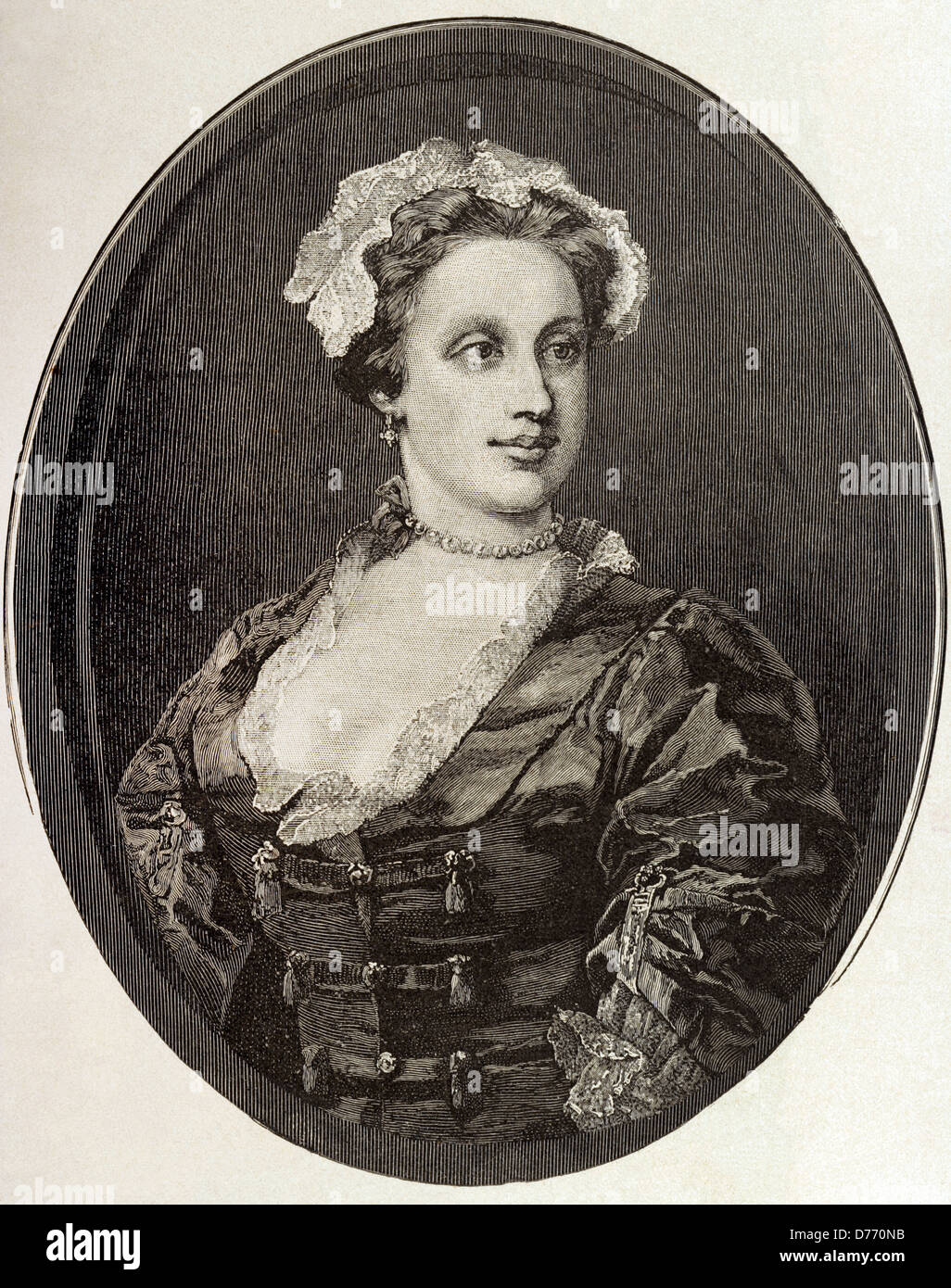 Lavinia Powlett, Duchess of Bolton (1708-1760). Known by her stagename as Lavinia Fenton. Was a English actress. Engraving. Stock Photo