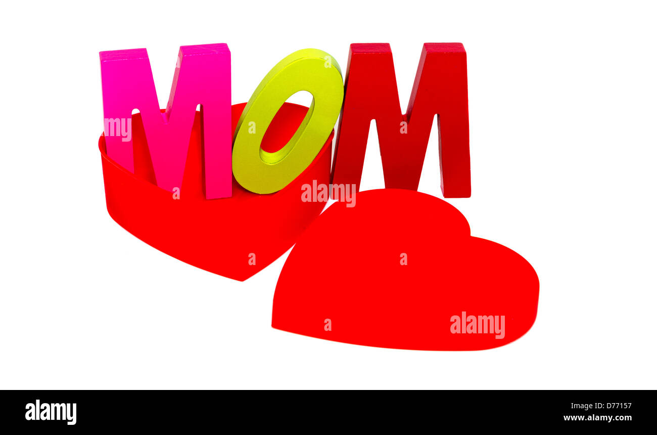 red heart with mom text Stock Photo