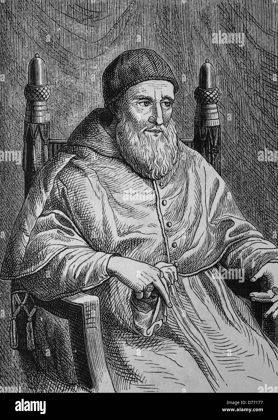 Giuliano della Rovere, Pope Julius II, 1443 - 1513, he was pope from 1503 untill 1513, founder of the Swiss Guard, woodcut from Stock Photo